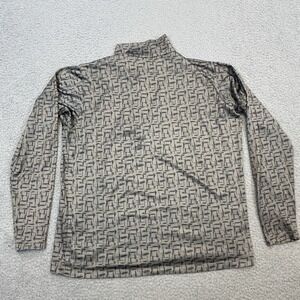 Marmot Shirt L Black Gray Mock Neck 1/4 Zip Tech Active Long Sleeve Sweater